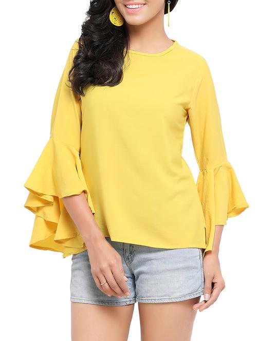 solid yellow crepe top - 14491716 - Very Small Image - 1