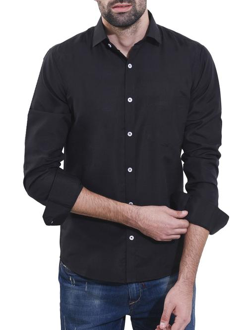 black cotton casual shirt - 14491799 - Standard Image - 1