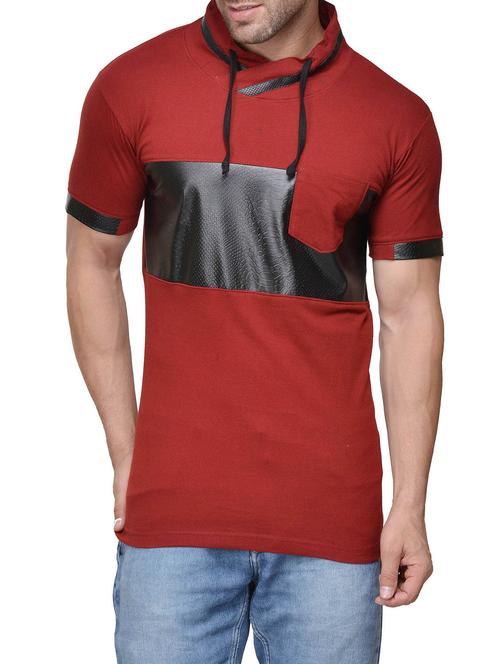 maroon cotton pocket t-shirt - 14491848 - Standard Image - 1