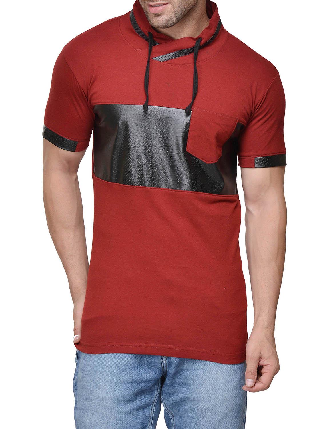 maroon cotton pocket t-shirt - 14491848 - Zoom Image - 1