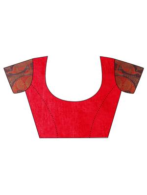 red bordered saree with blouse - 14491864 - Standard Image - 3