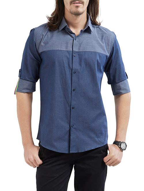 blue cotton casual shirt - 14491866 - Very Small Image - 1