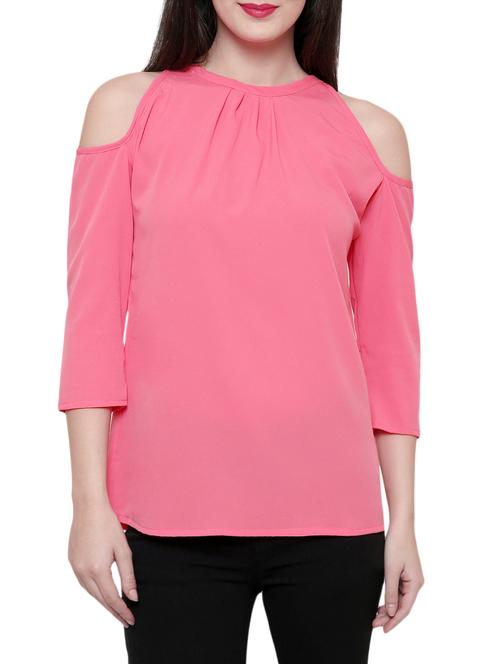 pink cold shoulder top - 14492281 - Standard Image - 1