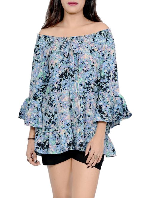blue off shoulder top - 14492318 - Very Small Image - 1