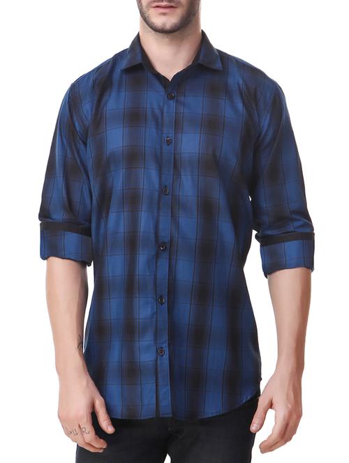 blue cotton casual shirt - 14492366 - Very Small Image - 1
