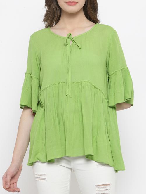 solid green rayon top - 14492408 - Very Small Image - 1