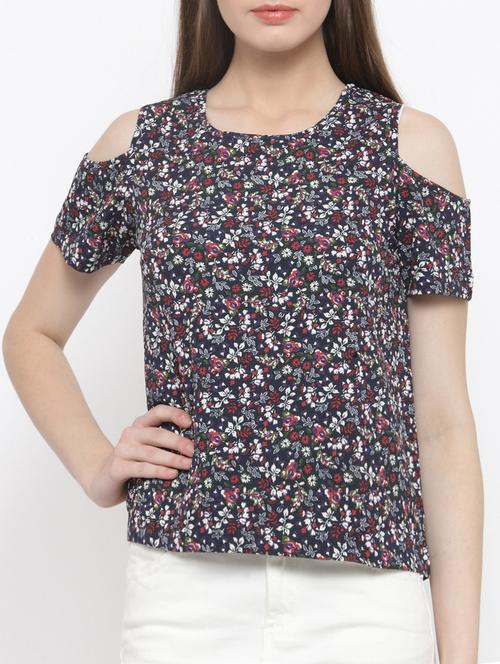 cold shoulder floral top - 14492418 - Very Small Image - 1