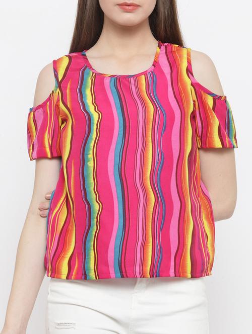 cold shoulder printed top - 14492431 - Very Small Image - 1