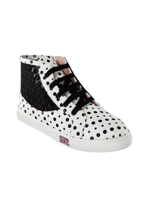 white leatherette laceup sneakers - 14492502 - Standard Image - 1