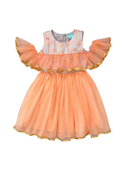 orange silk blend frock - 14492621 - Standard Image - 1