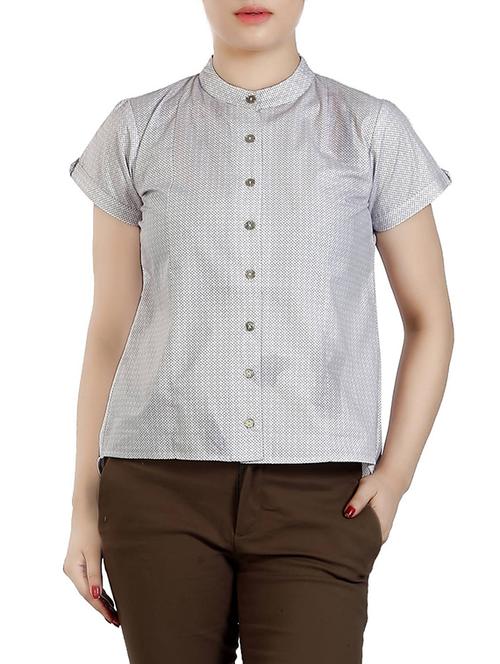 grey printed cotton shirt - 14492685 - Very Small Image - 1