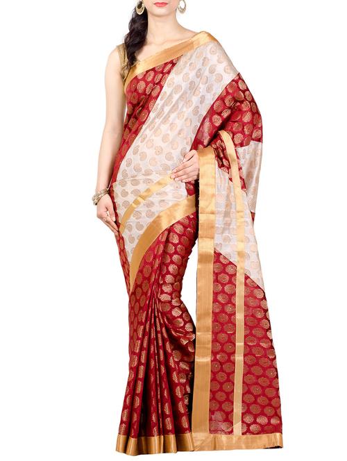 multi chanderi saree with blouse - 14492786 - Very Small Image - 1