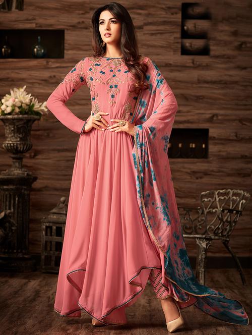 pink semi-stitched asymmetric suit - 14492966 - Very Small Image - 1