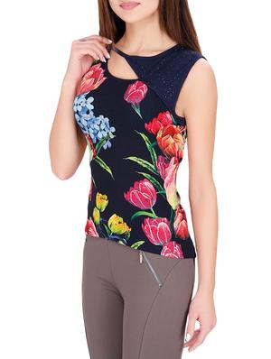navy blue printed top - 14493047 - Standard Image - 2