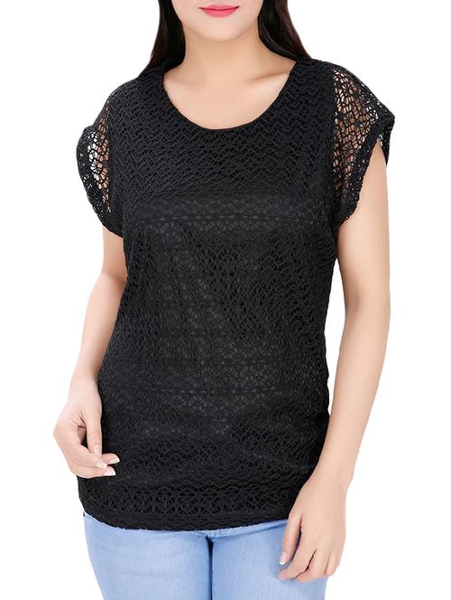 black solid net top - 14493087 - Very Small Image - 1