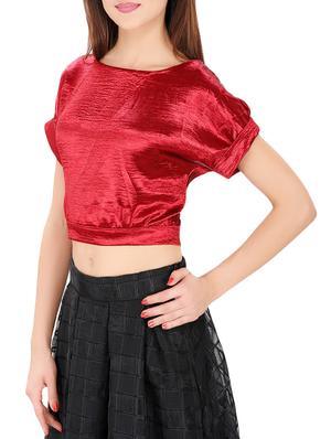 red satin crop top - 14493093 - Standard Image - 2