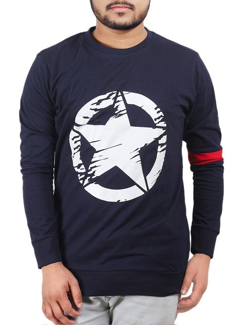navy blue cotton chest print tshirt - 14493180 - Standard Image - 1