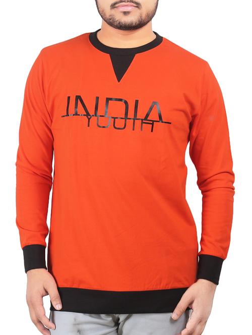 orange cotton chest print tshirt - 14493181 - Very Small Image - 1