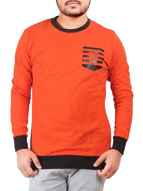 orange cotton chest print tshirt - 14493182 - Very Small Image - 1