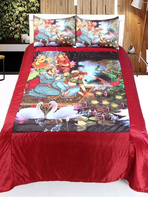 Culture Print satin Double bedsheet with 2 Pillow Covers - 14494125 - Standard Image - 1