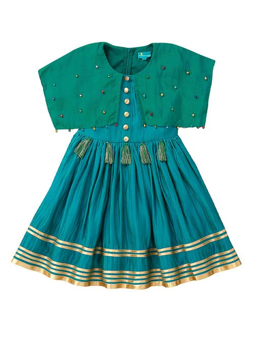 blue silk blend frock - 14494311 - Very Small Image - 1