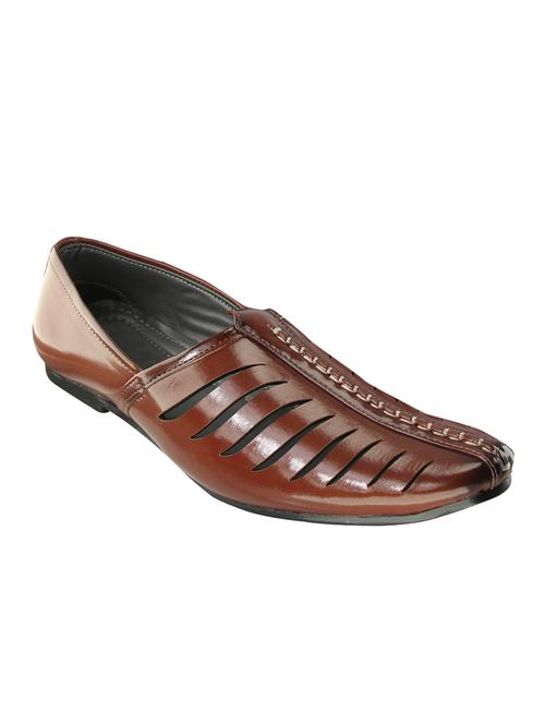 brown Leatherette slip on sandal - 14494494 - Standard Image - 1