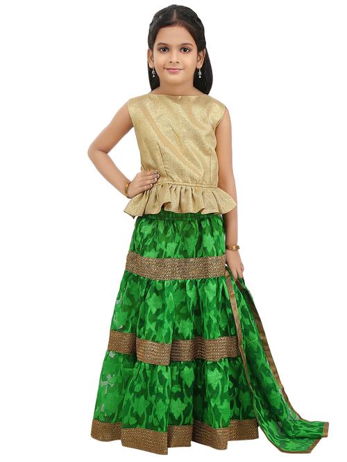 gold silk blend lehnga choli - 14494530 - Very Small Image - 1