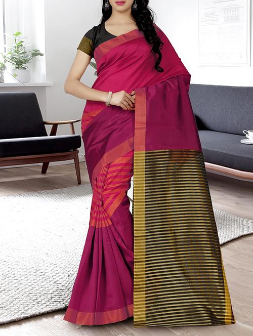 Pink tussar silk saree - 14494647 - Very Small Image - 1
