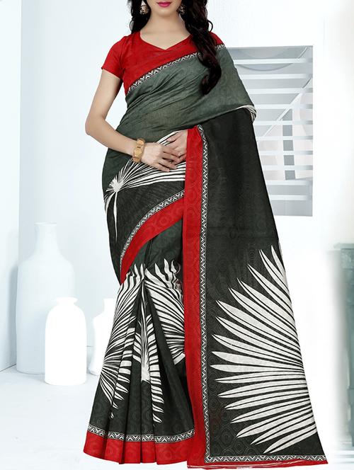 multi silk blend printed saree with blouse - 14494674 - Very Small Image - 1