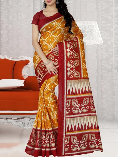 Yellow bhagalpuri saree with blouse - 14494689 - Very Small Image - 1