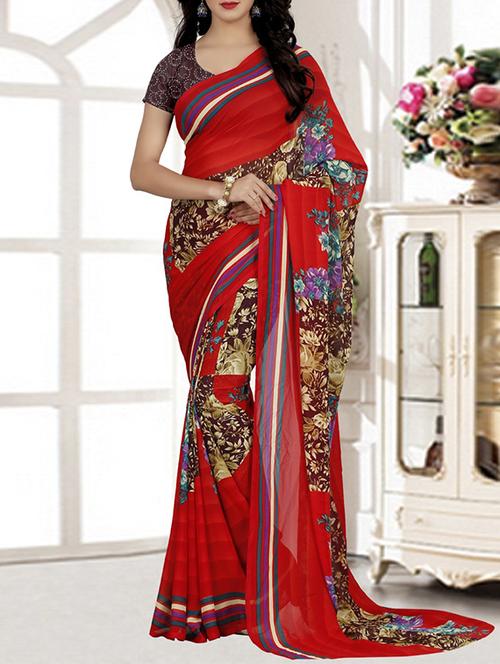 multi faux georgette printed saree with blouse - 14494709 - Very Small Image - 1