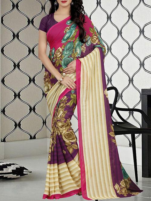 multi faux georgette printed saree with blouse - 14494715 - Very Small Image - 1