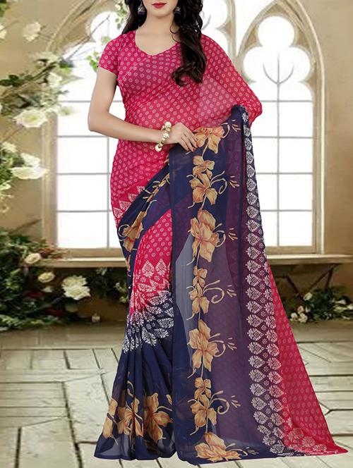 multi faux georgette printed saree with blouse - 14494717 - Very Small Image - 1