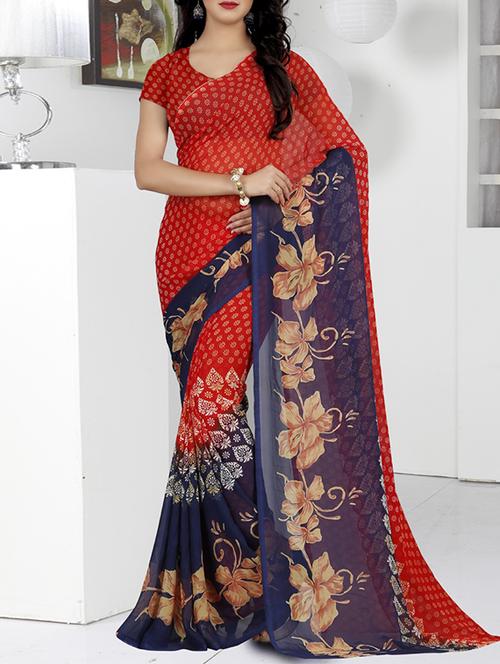 multi faux georgette printed saree with blouse - 14494718 - Very Small Image - 1