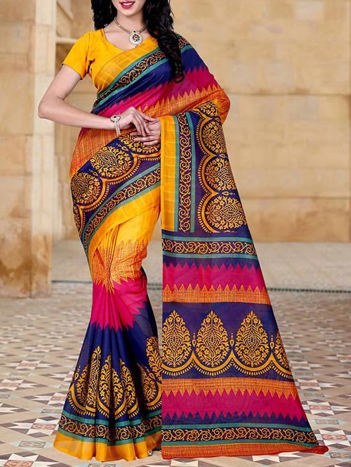 yellow bhagalpuri silk saree with blouse - 14494747 - Standard Image - 1