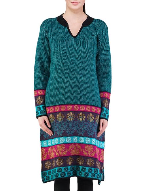 green woolen kurti - 14494794 - Very Small Image - 1