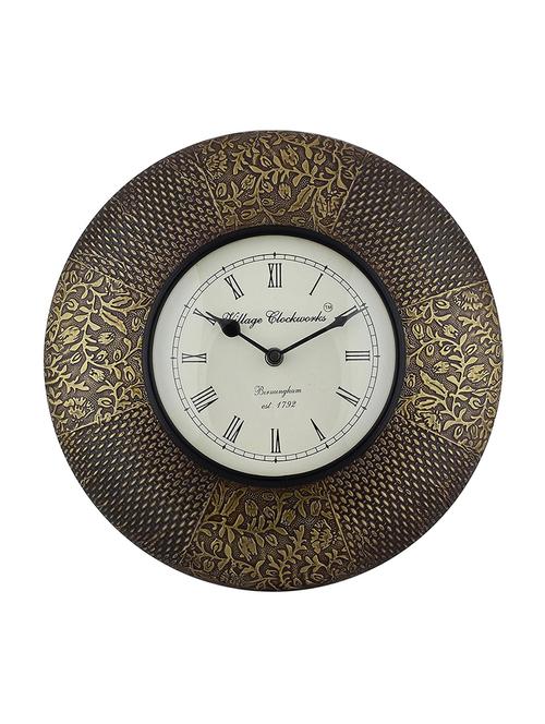 Brass Wall Clock With Dual Design - 14494829 - Very Small Image - 1