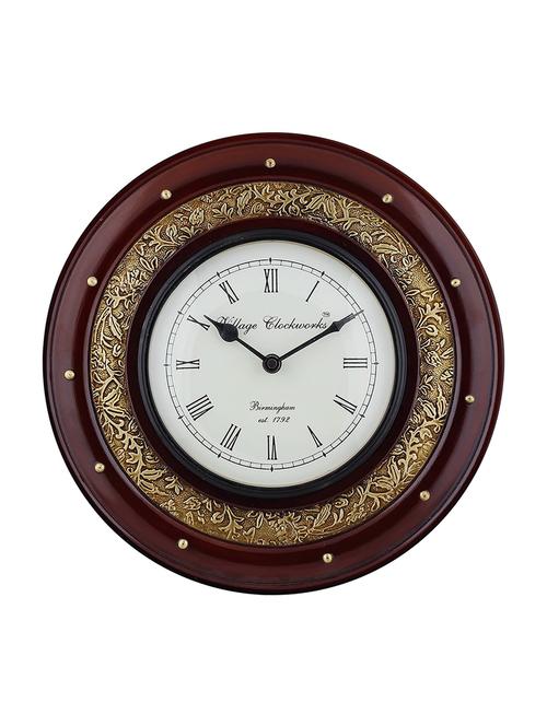 Metallic & Wooden Wall Clock - 14494839 - Very Small Image - 1
