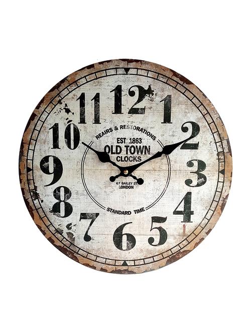 Distressed European Finish Printed Wooden Vintage Wall Clock - 14494875 - Very Small Image - 1