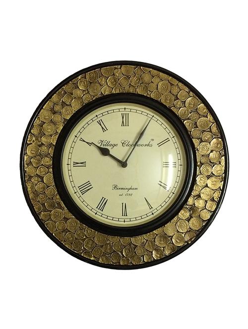 Wooden And Brass Coin Wall Clock - 14494879 - Very Small Image - 1