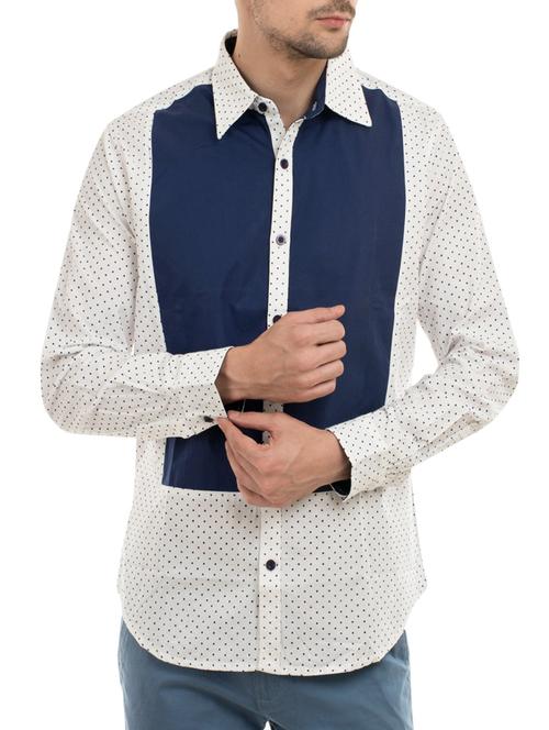 white and blue cotton casual shirt - 14494956 - Standard Image - 1