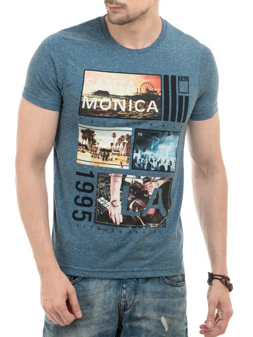 blue cotton front print tshirt - 14494965 - Standard Image - 1