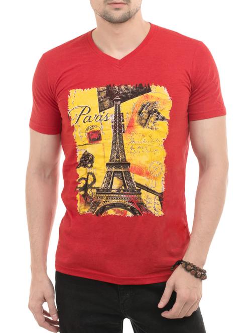 red cotton front print tshirt - 14494966 - Standard Image - 1