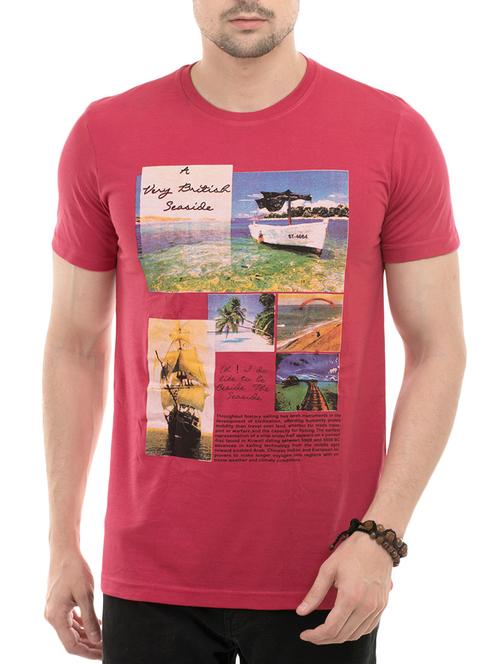 pink cotton front print tshirt - 14494972 - Standard Image - 1