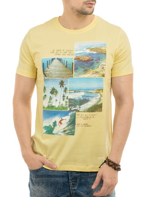 yellow cotton front print tshirt - 14494977 - Standard Image - 1