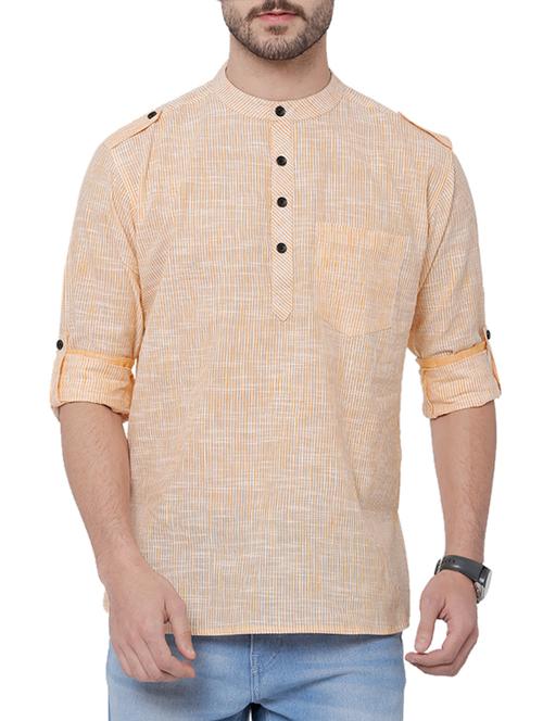 yellow cotton short kurta - 14495042 - Very Small Image - 1