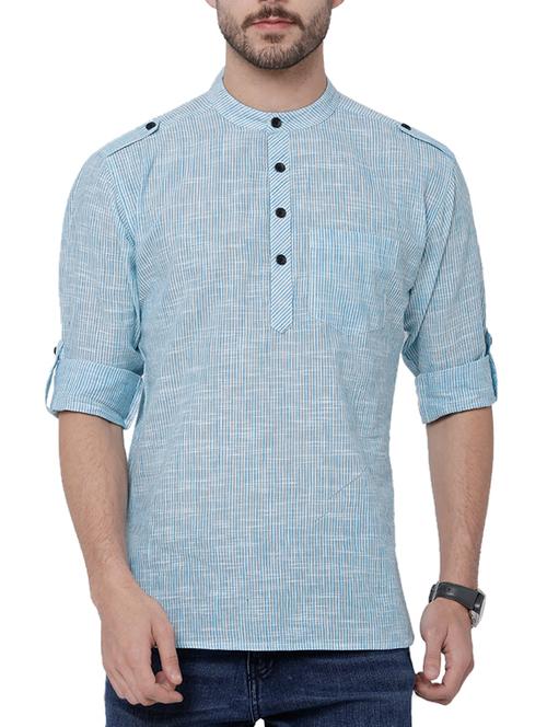blue cotton short kurta - 14495044 - Very Small Image - 1