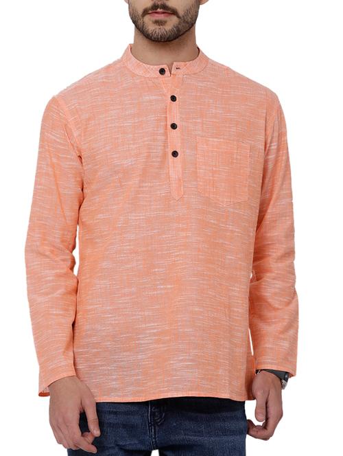 orange cotton short kurta - 14495054 - Very Small Image - 1