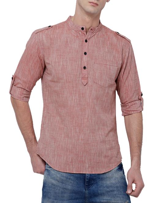 brown cotton short kurta - 14495066 - Very Small Image - 1