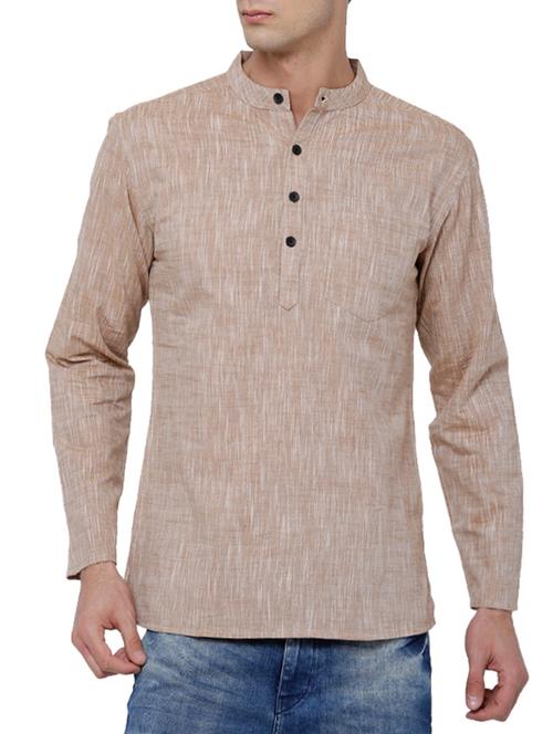 brown cotton short kurta - 14495076 - Very Small Image - 1
